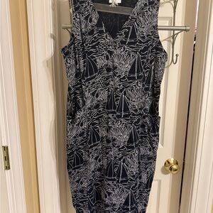 J. Jill Womens Navy White Sailboat Gauze Tank Dress Size Small EUC
